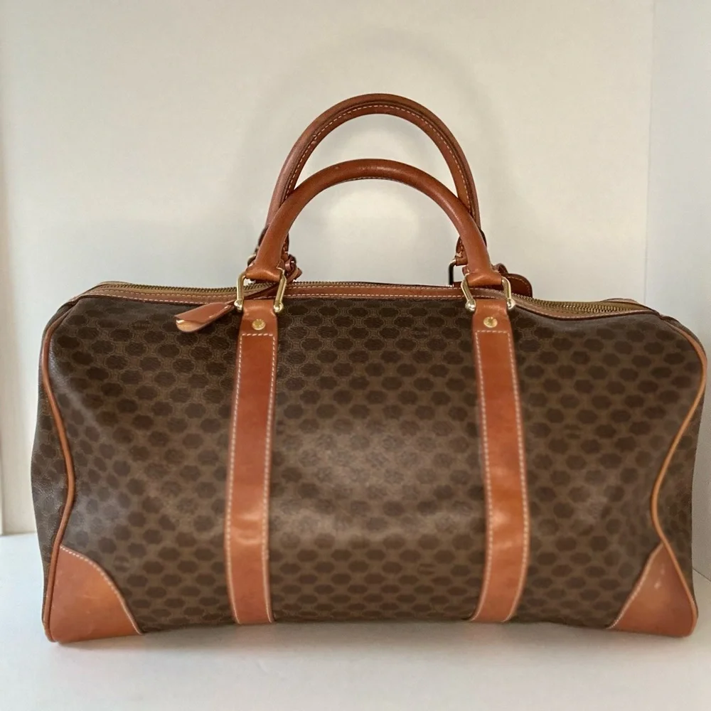 ✈️ Vintage Celine 2000s, 40cm Macadam Luggage Travel Monogram Carryon Keepall - Picture 6 of 16